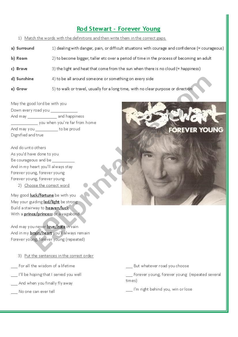 Forever Young - Rod Stewart worksheet