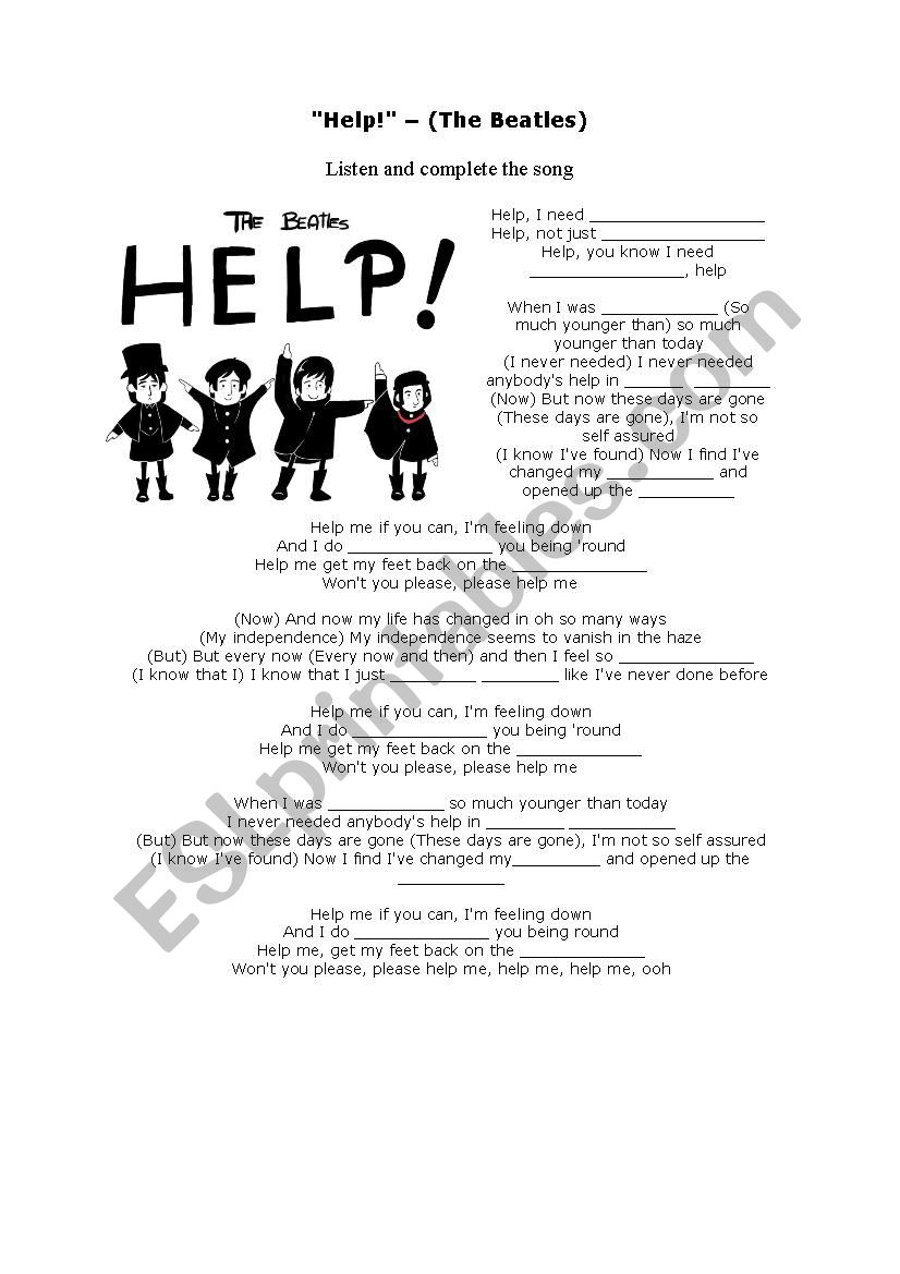 Help - The Beatles worksheet