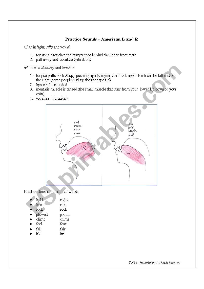American L and R worksheet