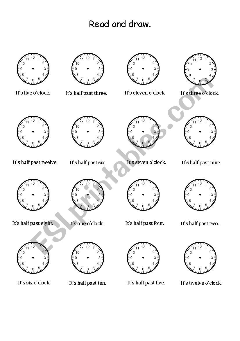 Whats the time? Read and draw.