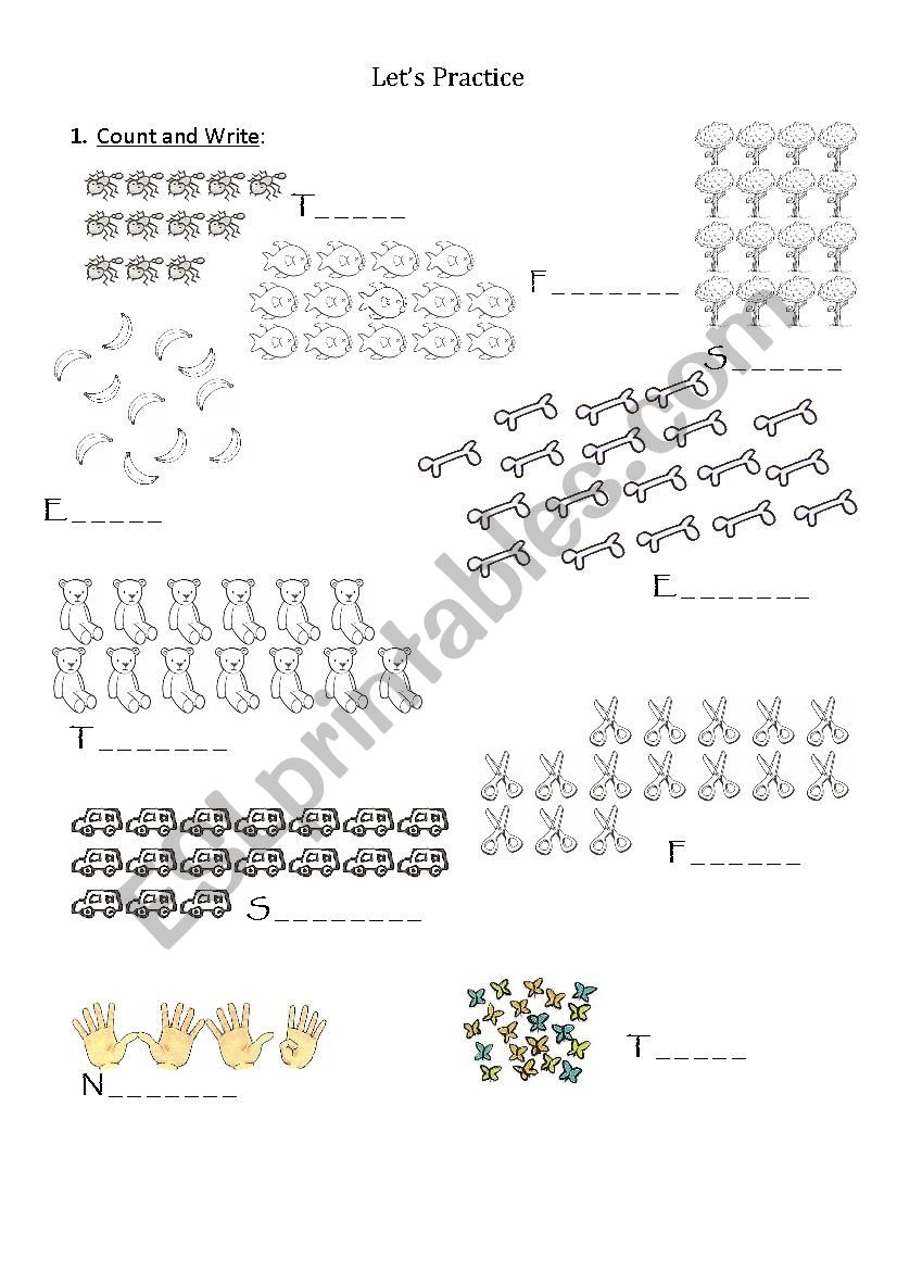 NUMBERS FROM 11 TO 20 worksheet