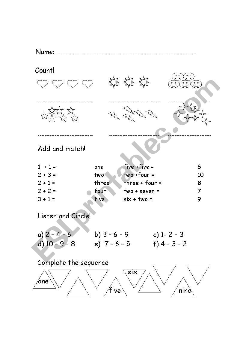 numbers 1 to 10 worksheet