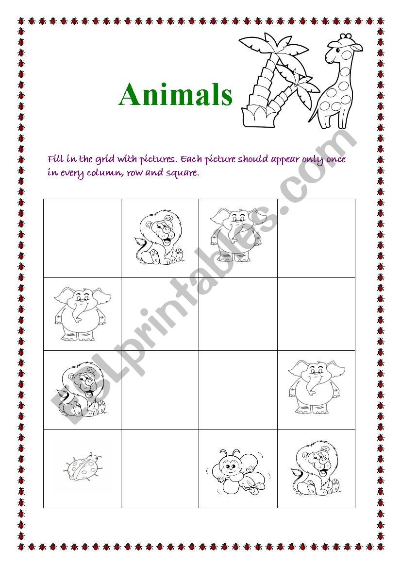 Animals Sudoku worksheet