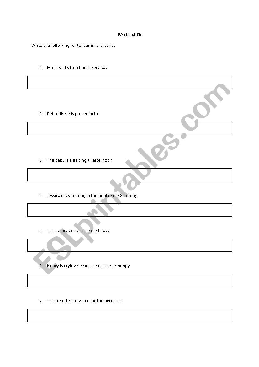 Past Tense Sentences worksheet