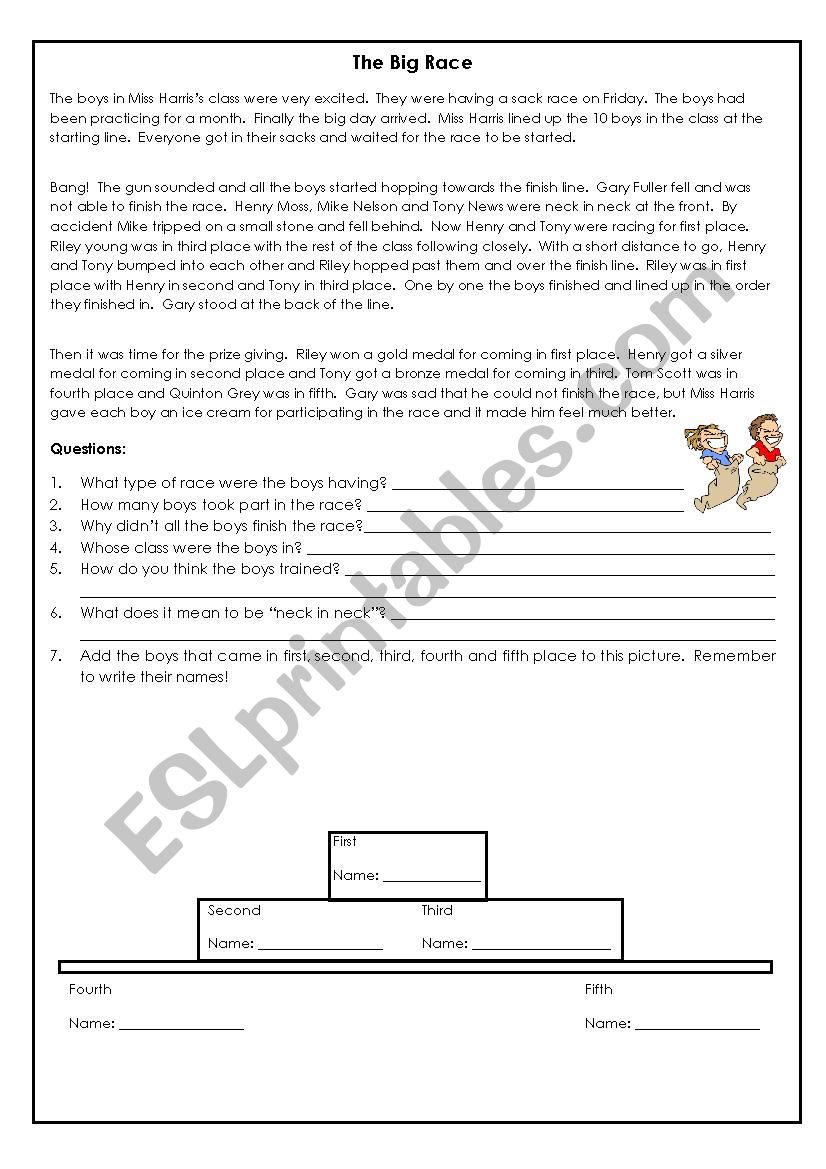 The Big Race worksheet