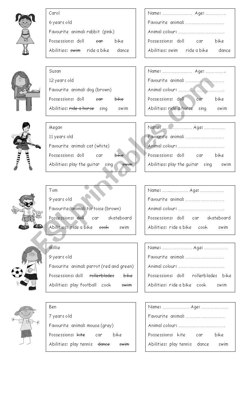 Personal questions pair work worksheet