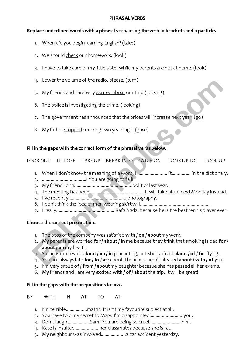 PHRASAL VERBS worksheet