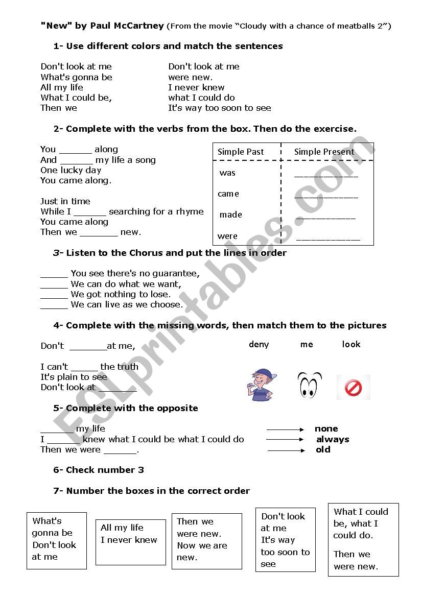 New by Paul McCartney. worksheet