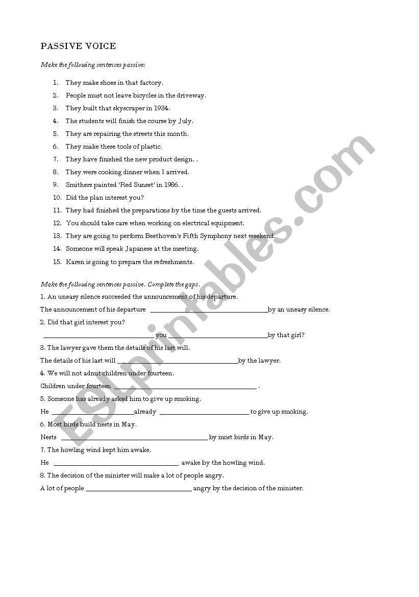 Passive worksheet