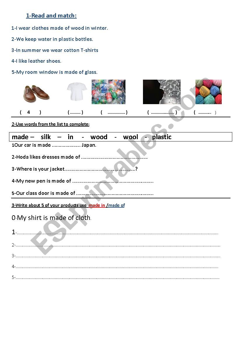 made in vs made of worksheet