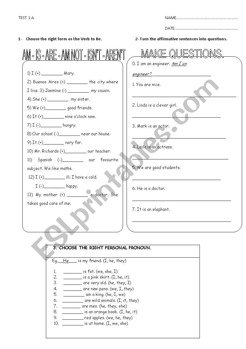 Diagnostic Test worksheet