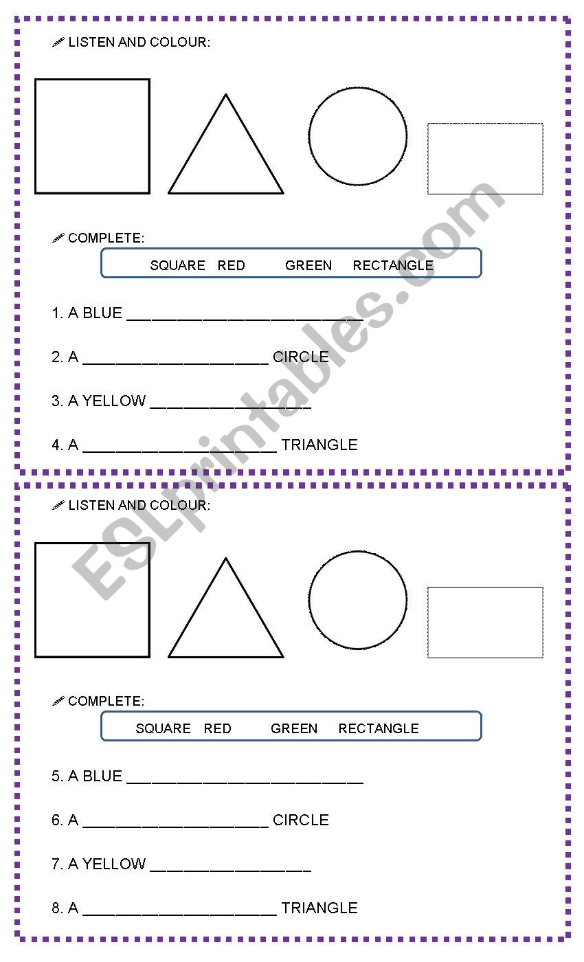 Shapes and Colours worksheet