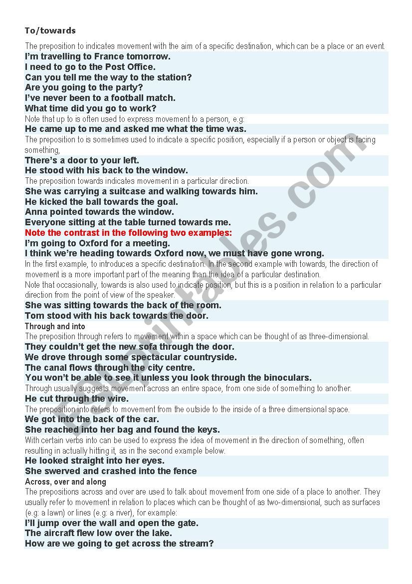 prepositions worksheet