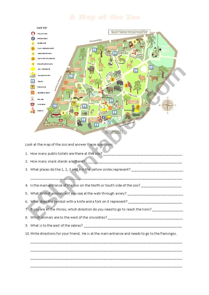 A Map of the Zoo worksheet