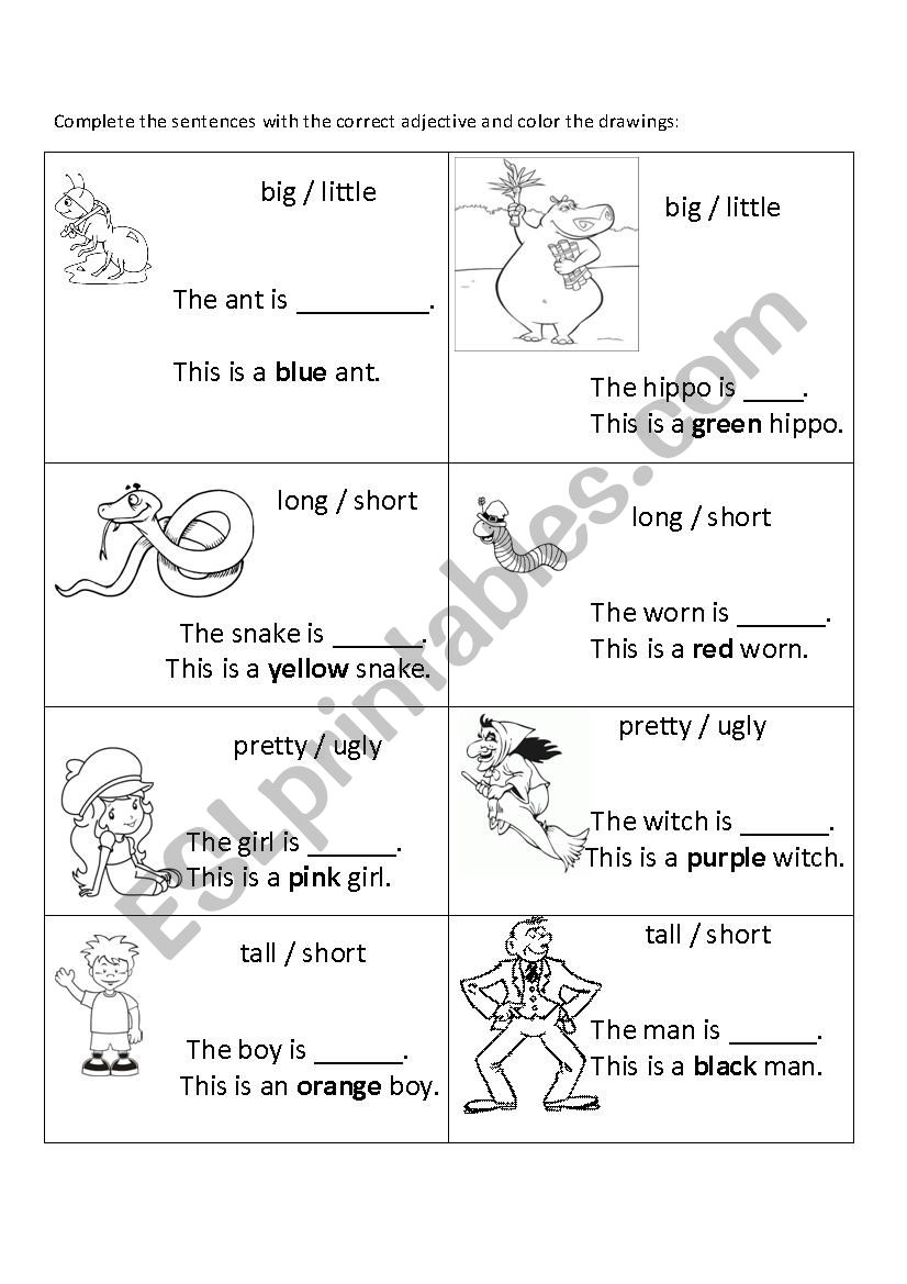 Worksheets On Colour Adjectives