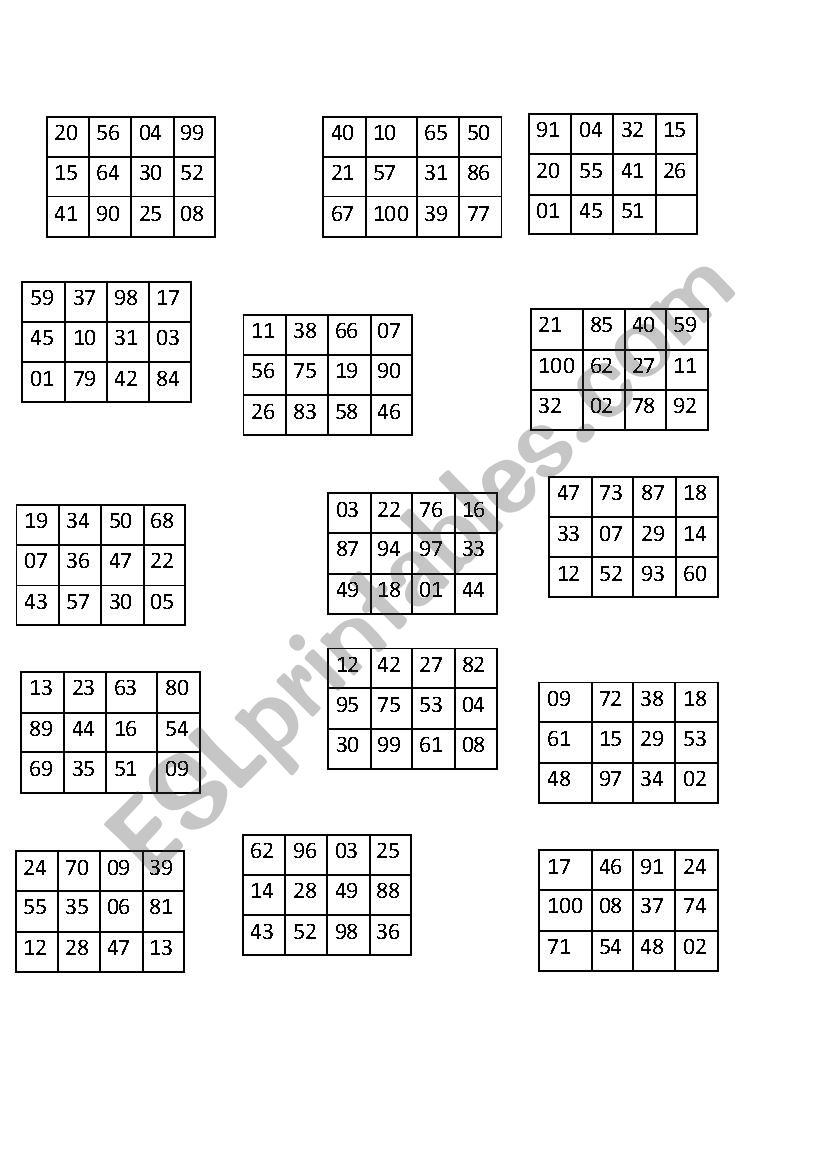 Bingo 2 worksheet