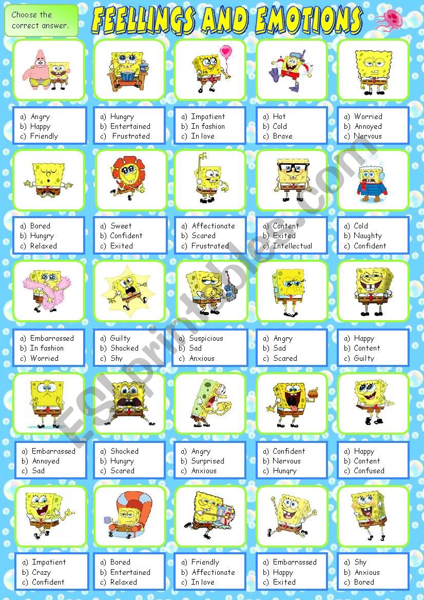 feelings and emotions activity 2