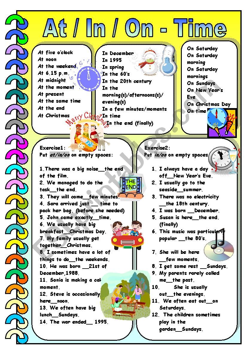 At/In/On-Time worksheet