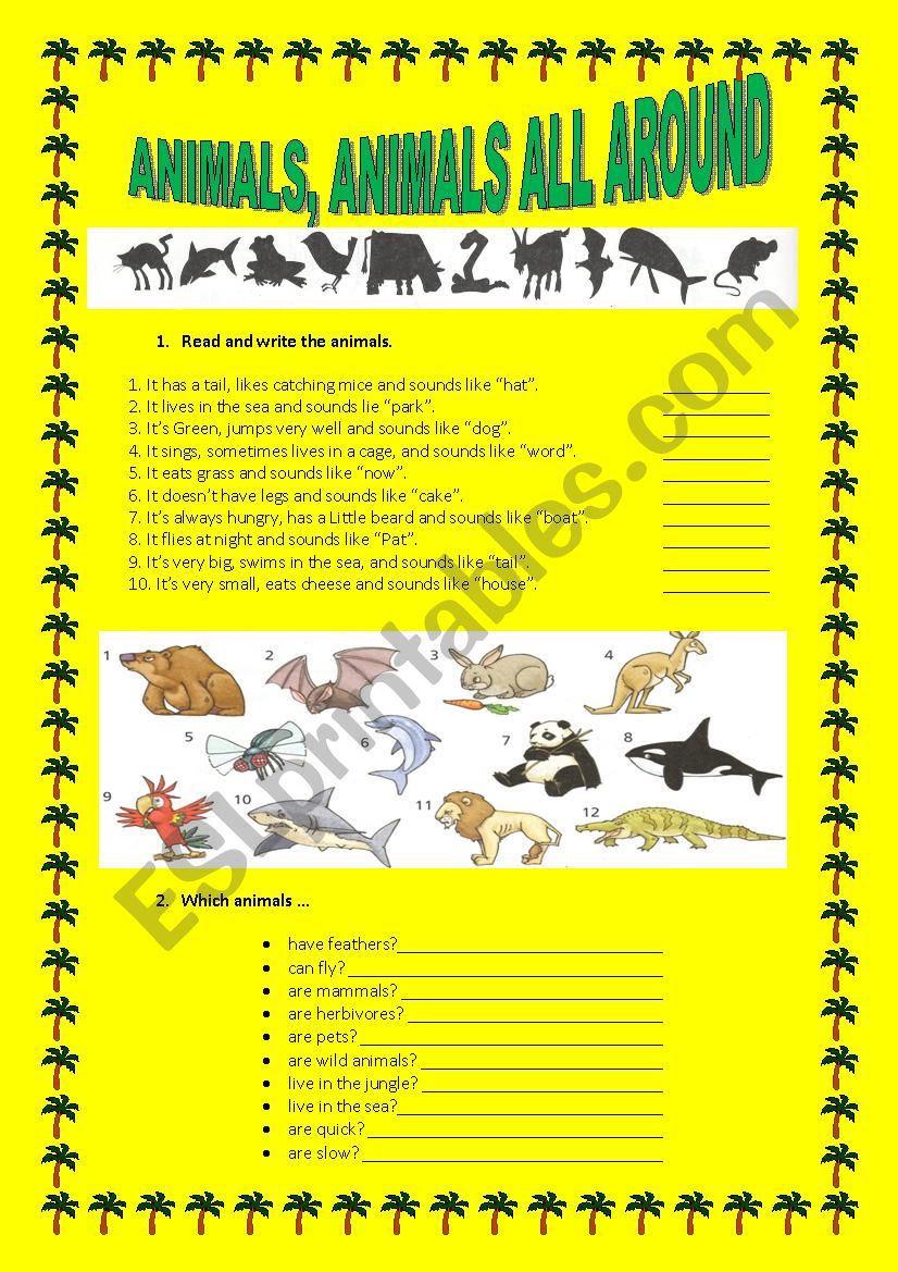 Animals, animals all around worksheet