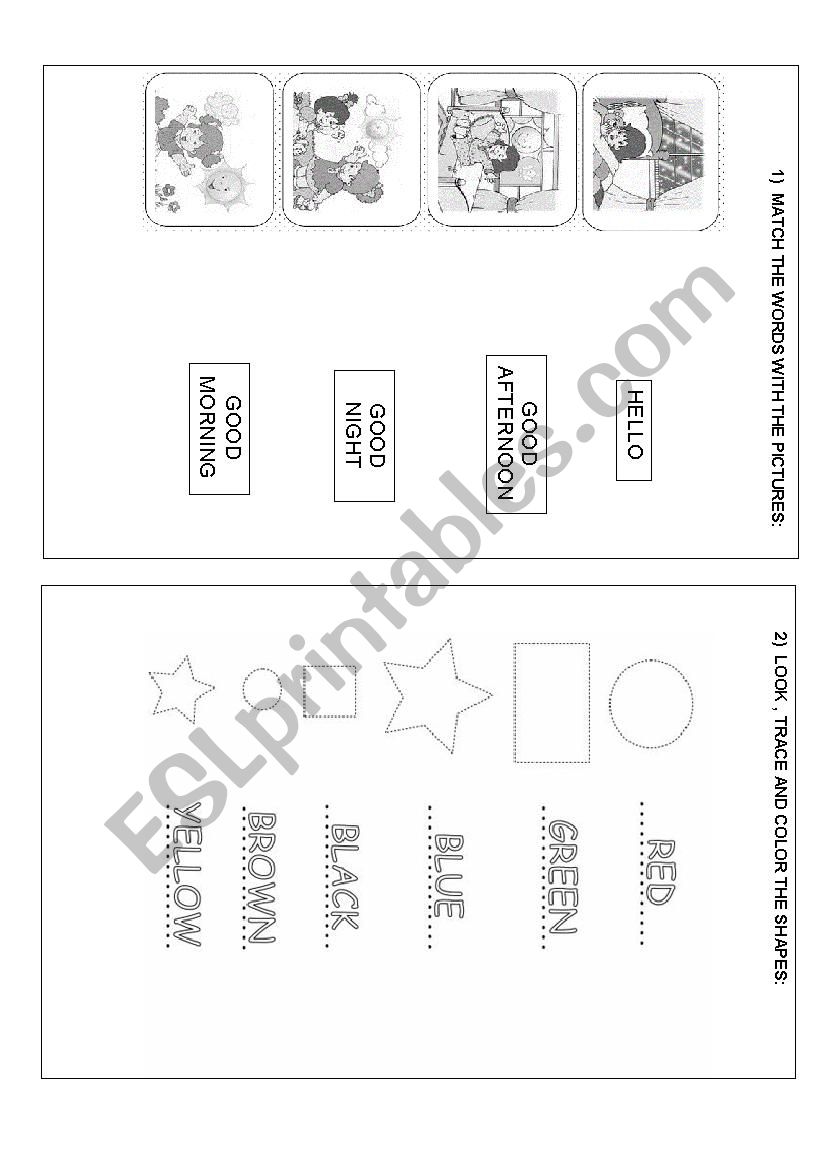 greetings activity and colors worksheet