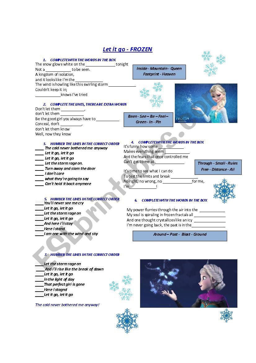 FROZEN -  LET IT GO worksheet