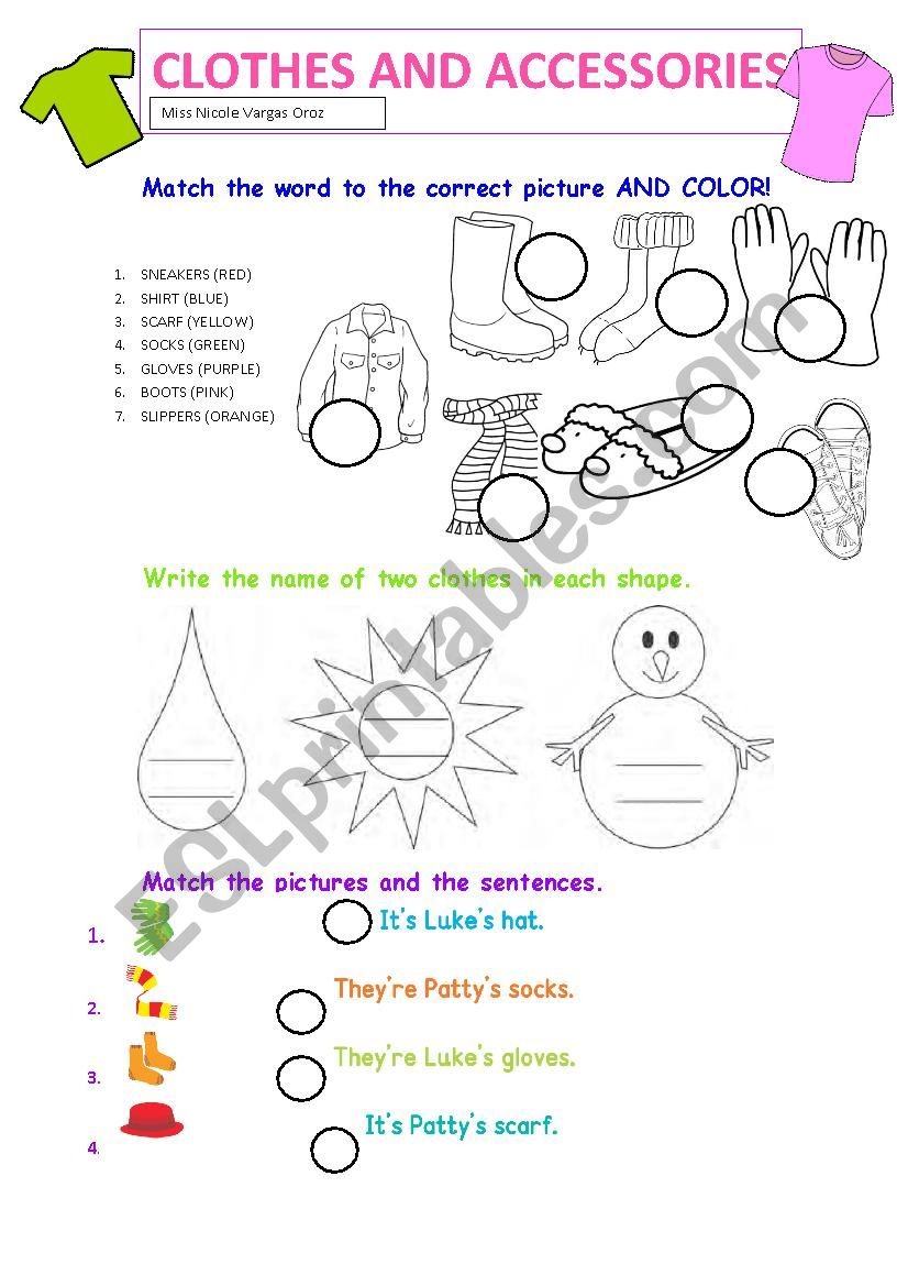 clothes worksheet