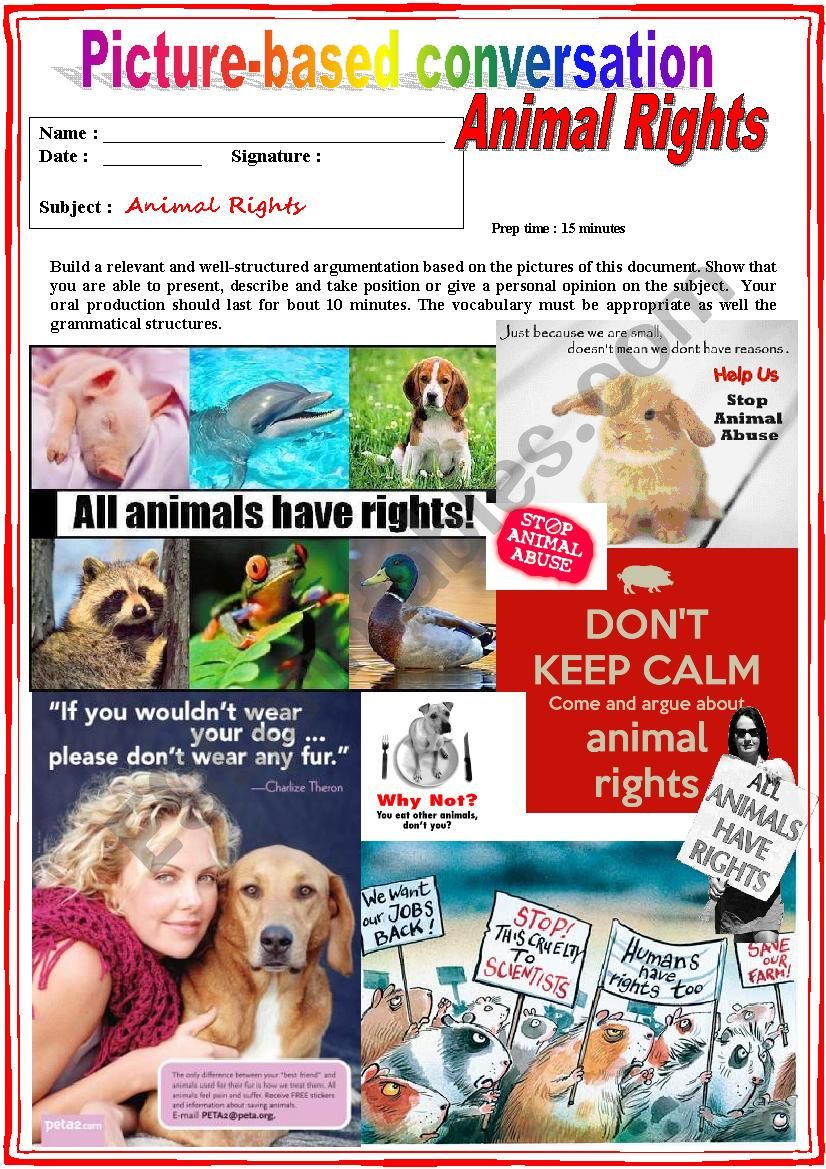 Picture based conversation.  Animal Rights. (Debating) 14/â€¦