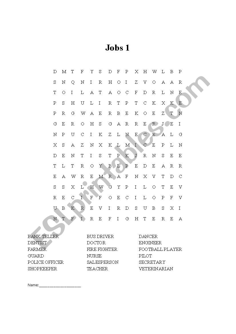 jobs worksheet