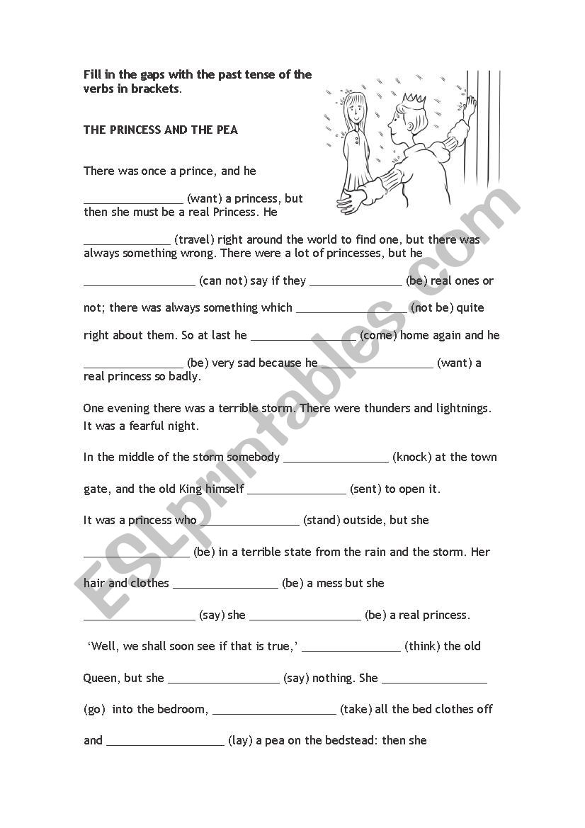 The Princess and the Pea worksheet