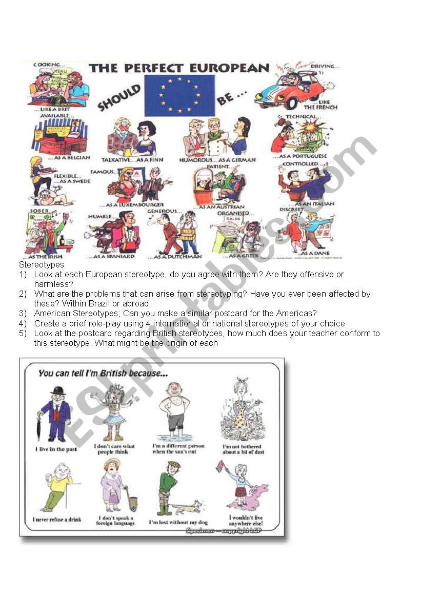 Stereotypes worksheet worksheet