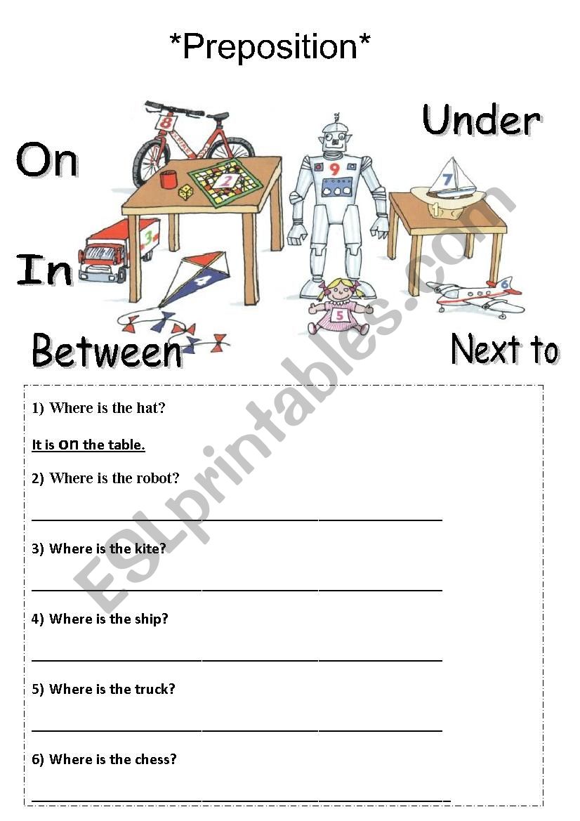 Preposition worksheet