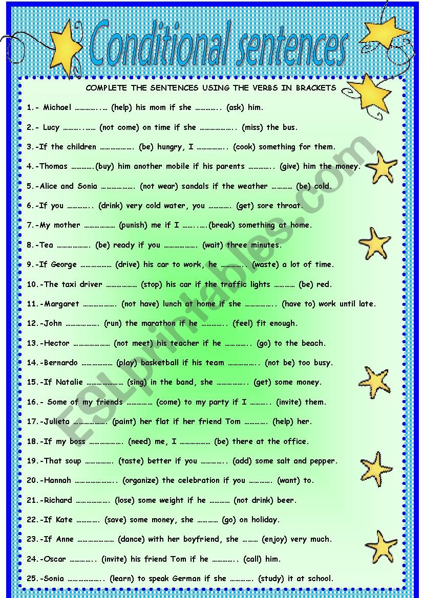 FIRST CONDITIONAL SENTENCES worksheet