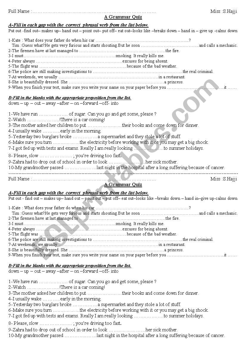 An English  Quiz worksheet