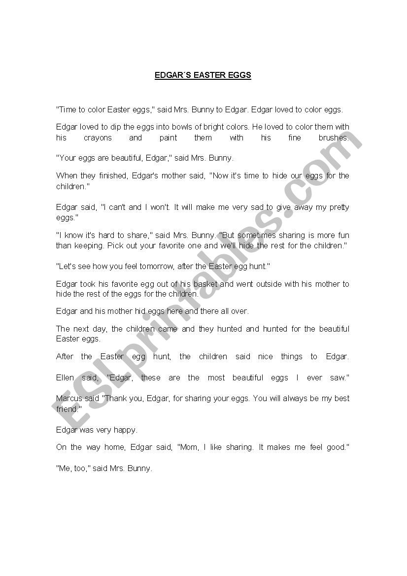 Edgar the Bunny .An easter Story