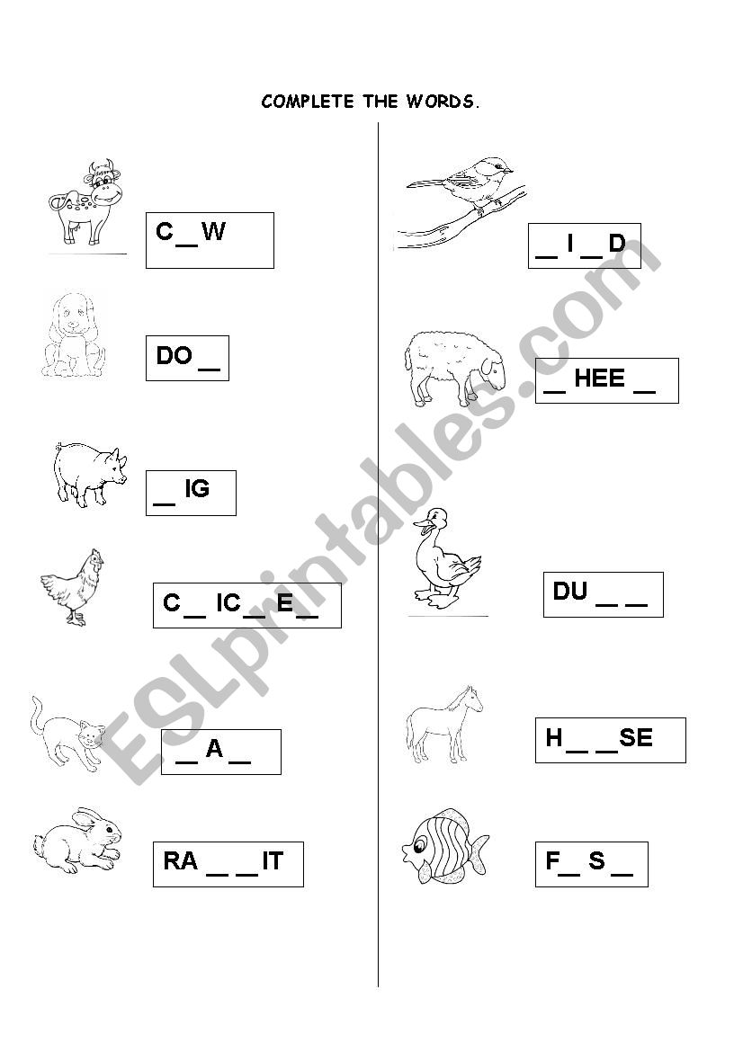 Farm animals worksheet