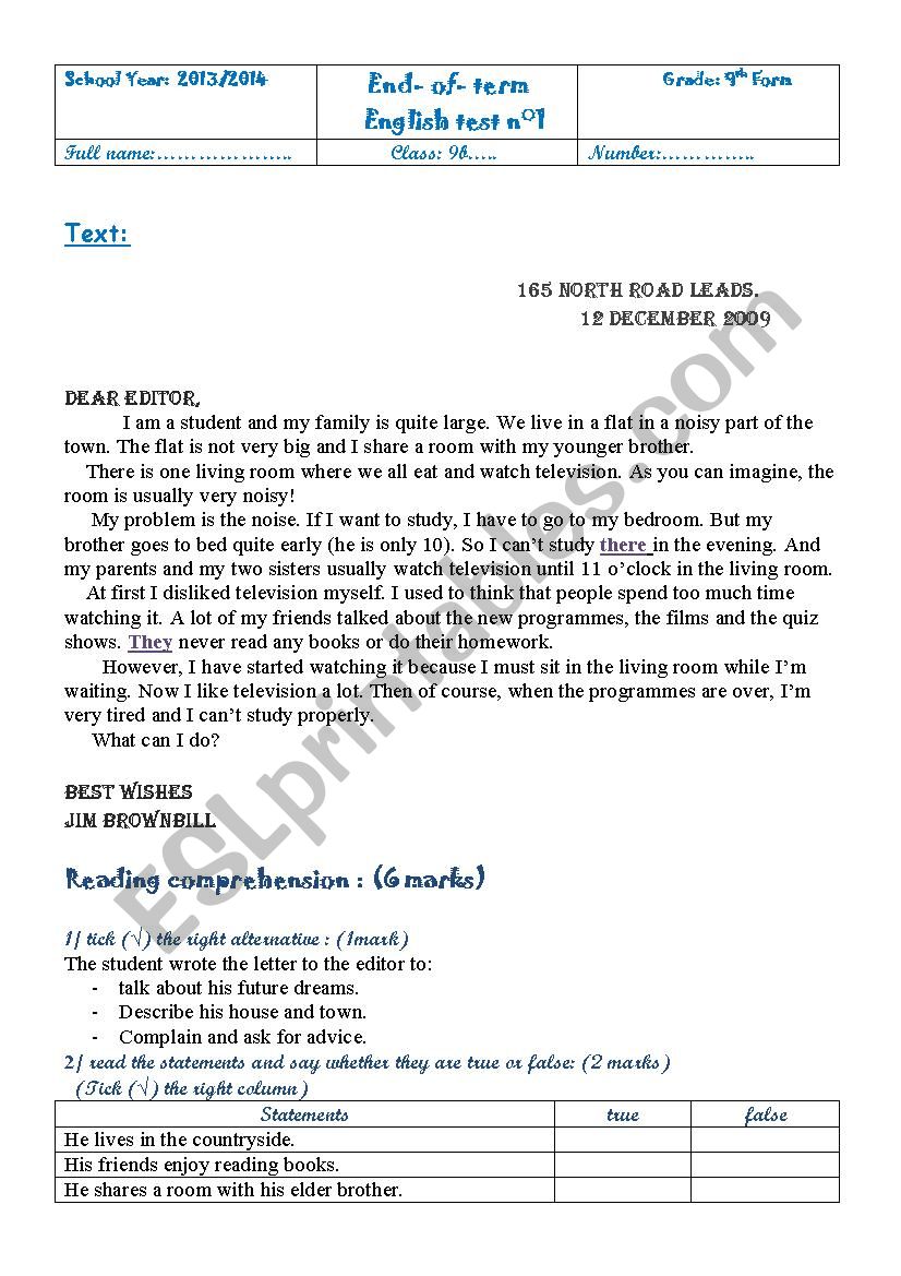 English Test  worksheet