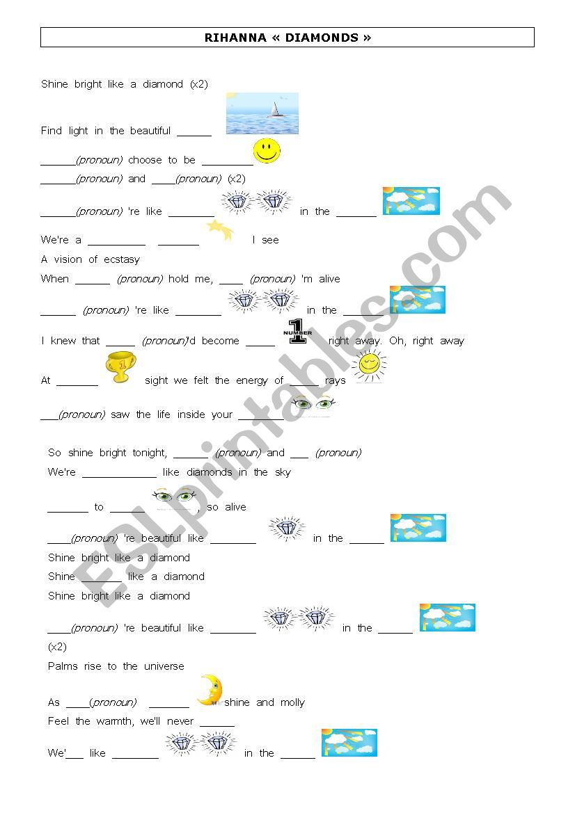 Rihanna - Diamonds worksheet