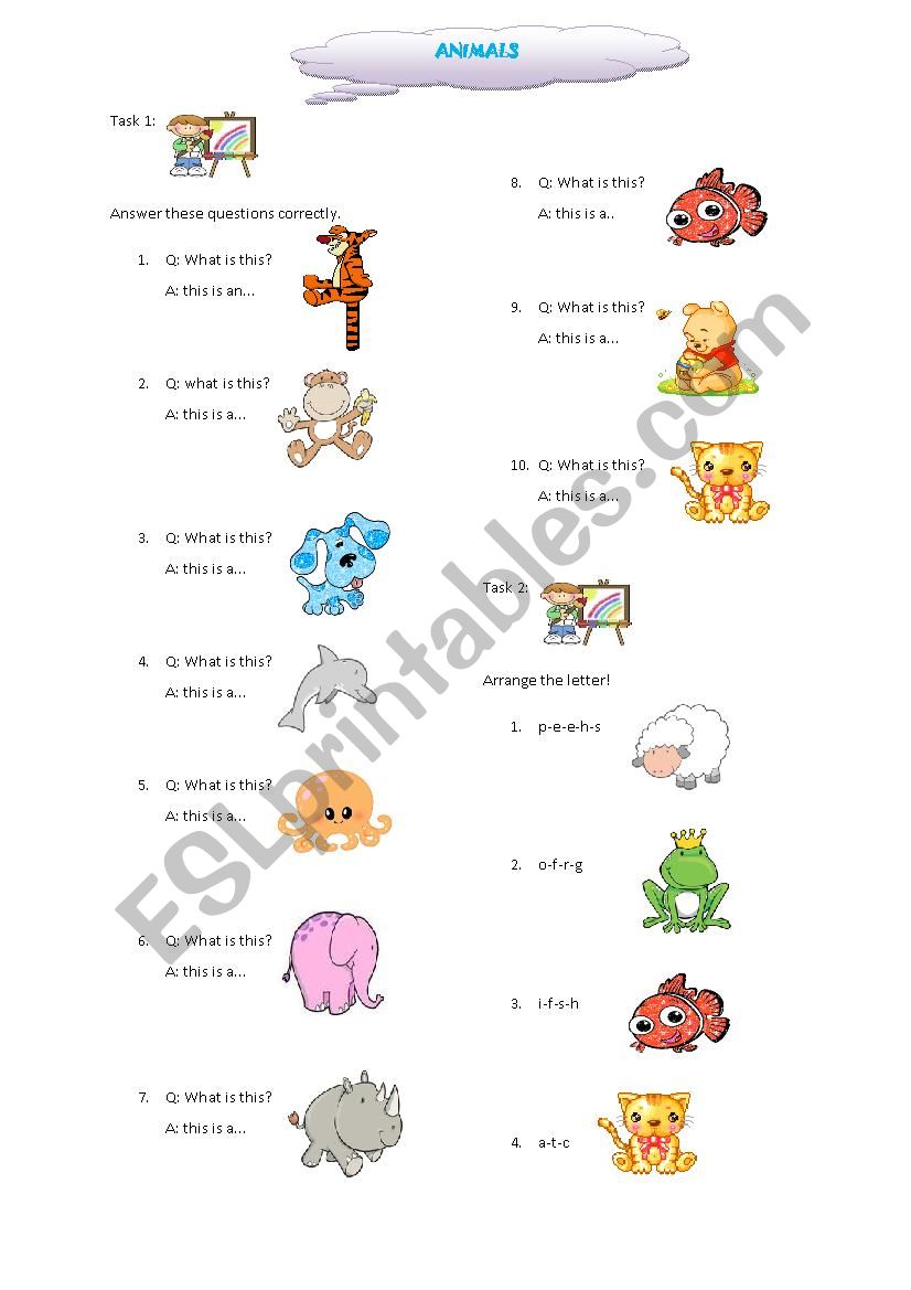 animals worksheet