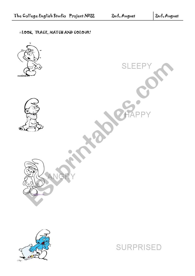 learn with the smurfs worksheet