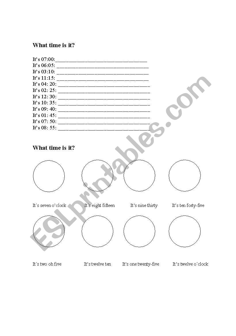 What time is it? worksheet