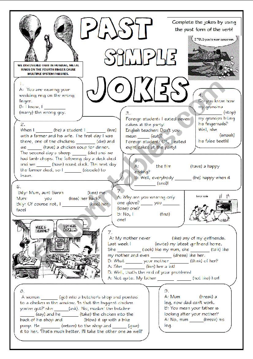 GRAMMAR JOKES (tenses 3/7) worksheet