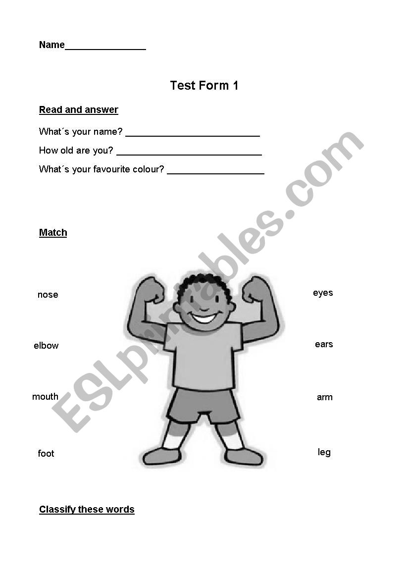 Revision Test worksheet