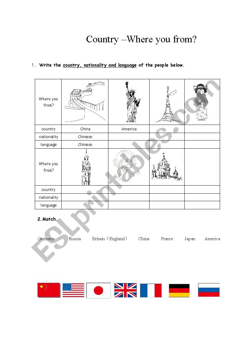 country worksheet