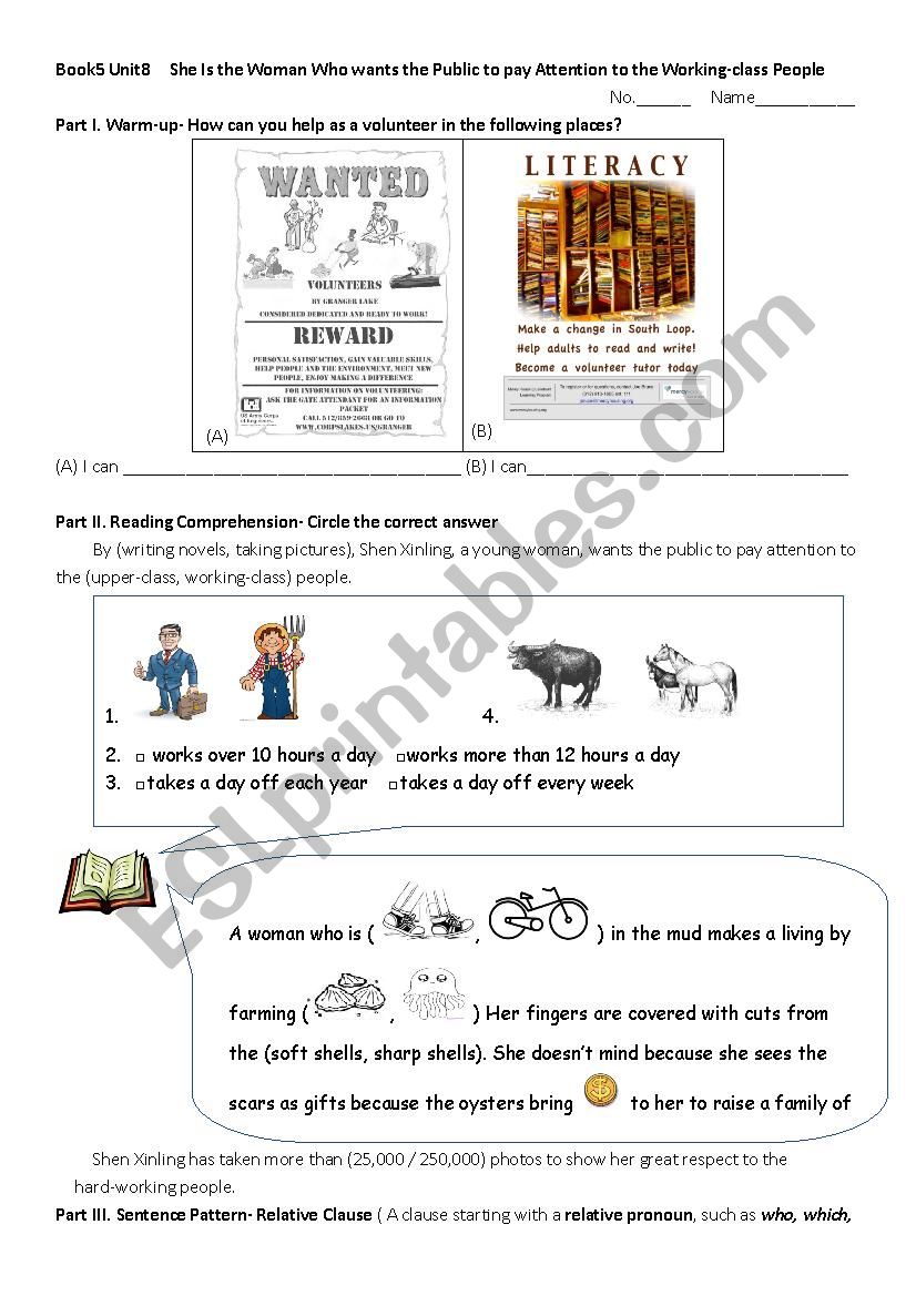 Relative Clause Exercise worksheet