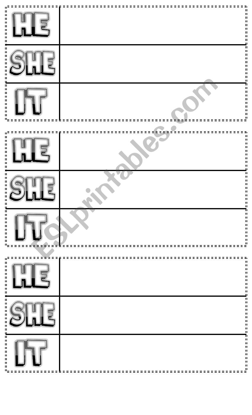 HE, SHE, IT worksheet