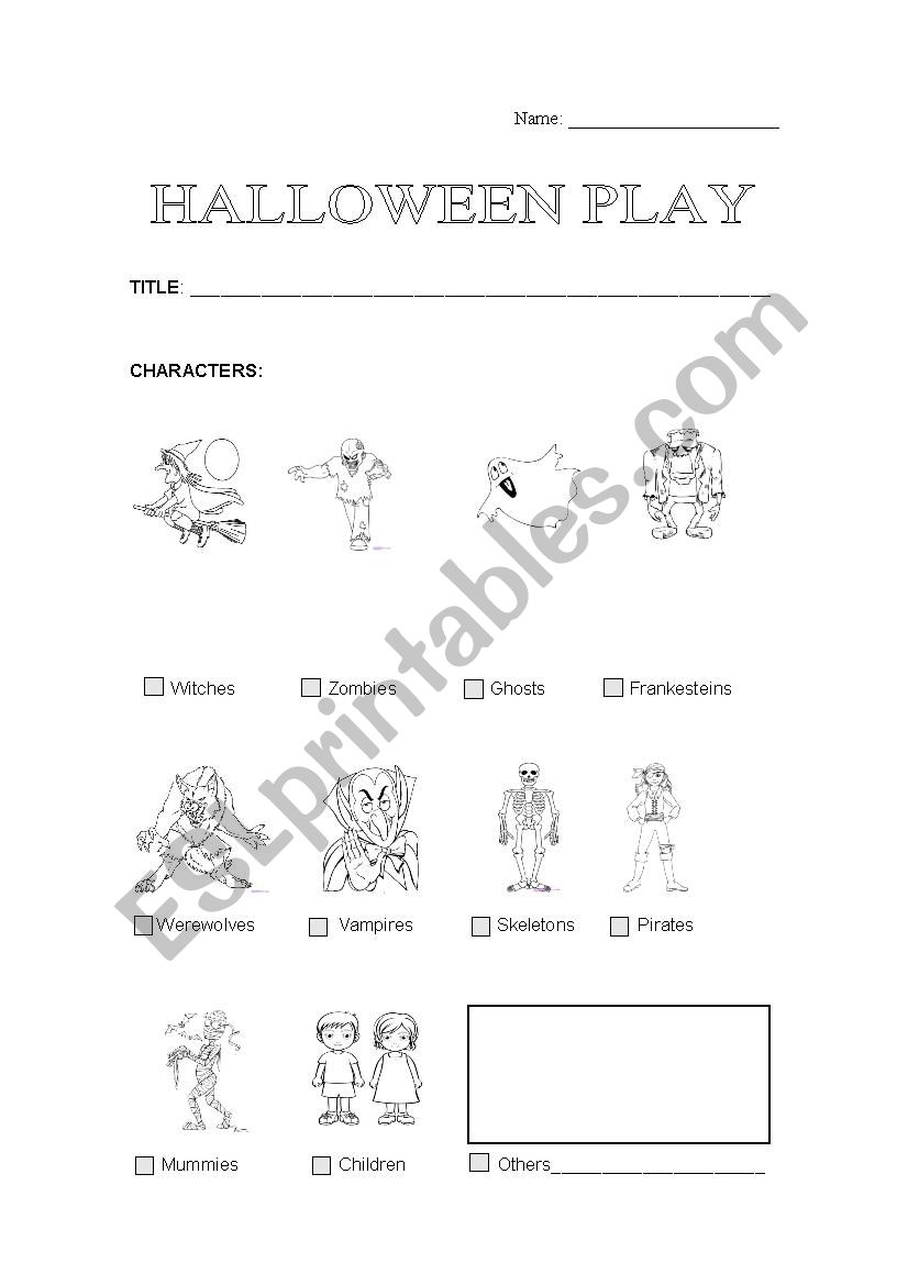Create a Halloween play worksheet