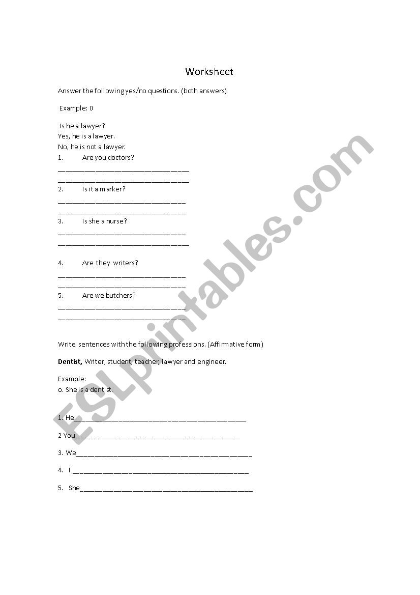 Simple Present verb to be worksheet