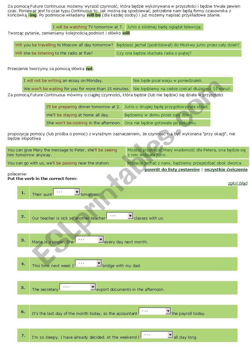 present continuous worksheet