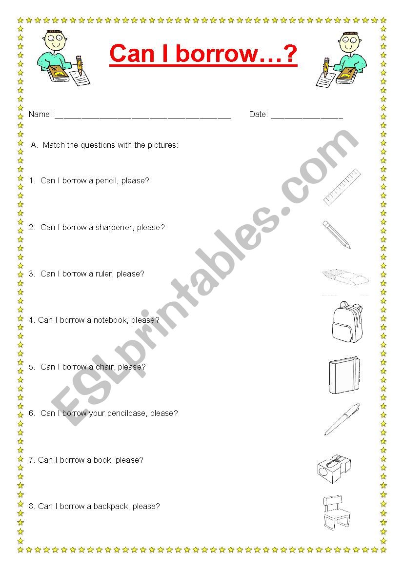 Can I borrow...? worksheet