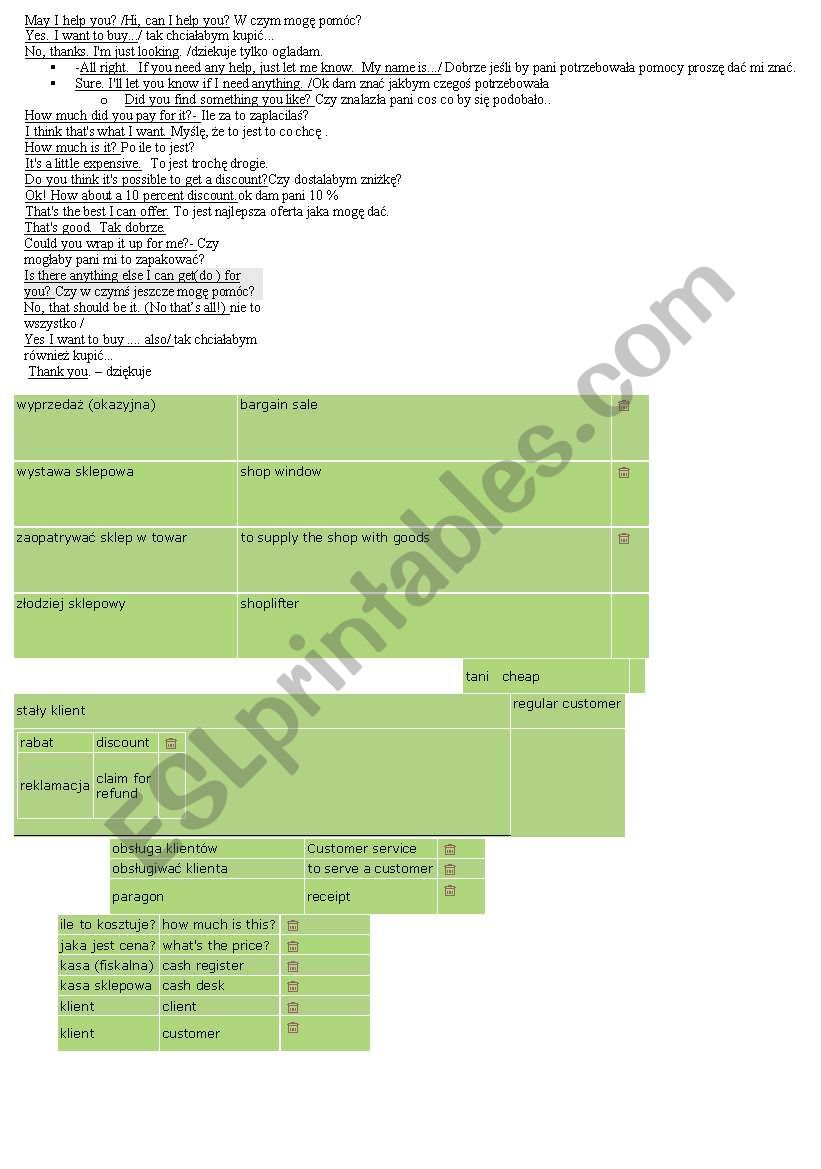 job worksheet